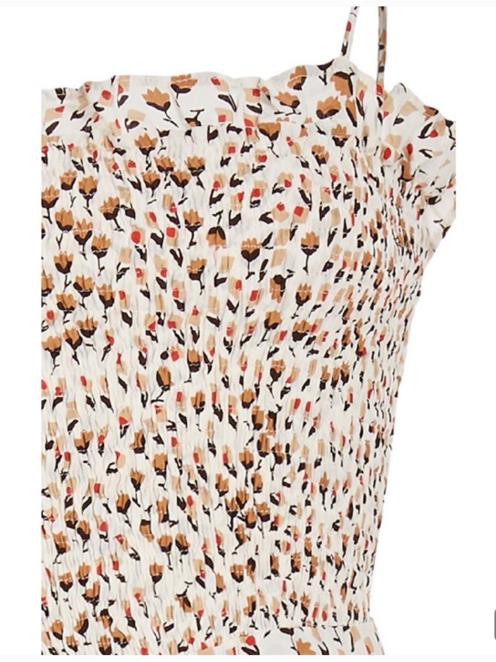 Faithfull The Brand Solange Midi Dress Cream Floral Smocked Bodice Size Lđ¤ - Picture 8 of 15